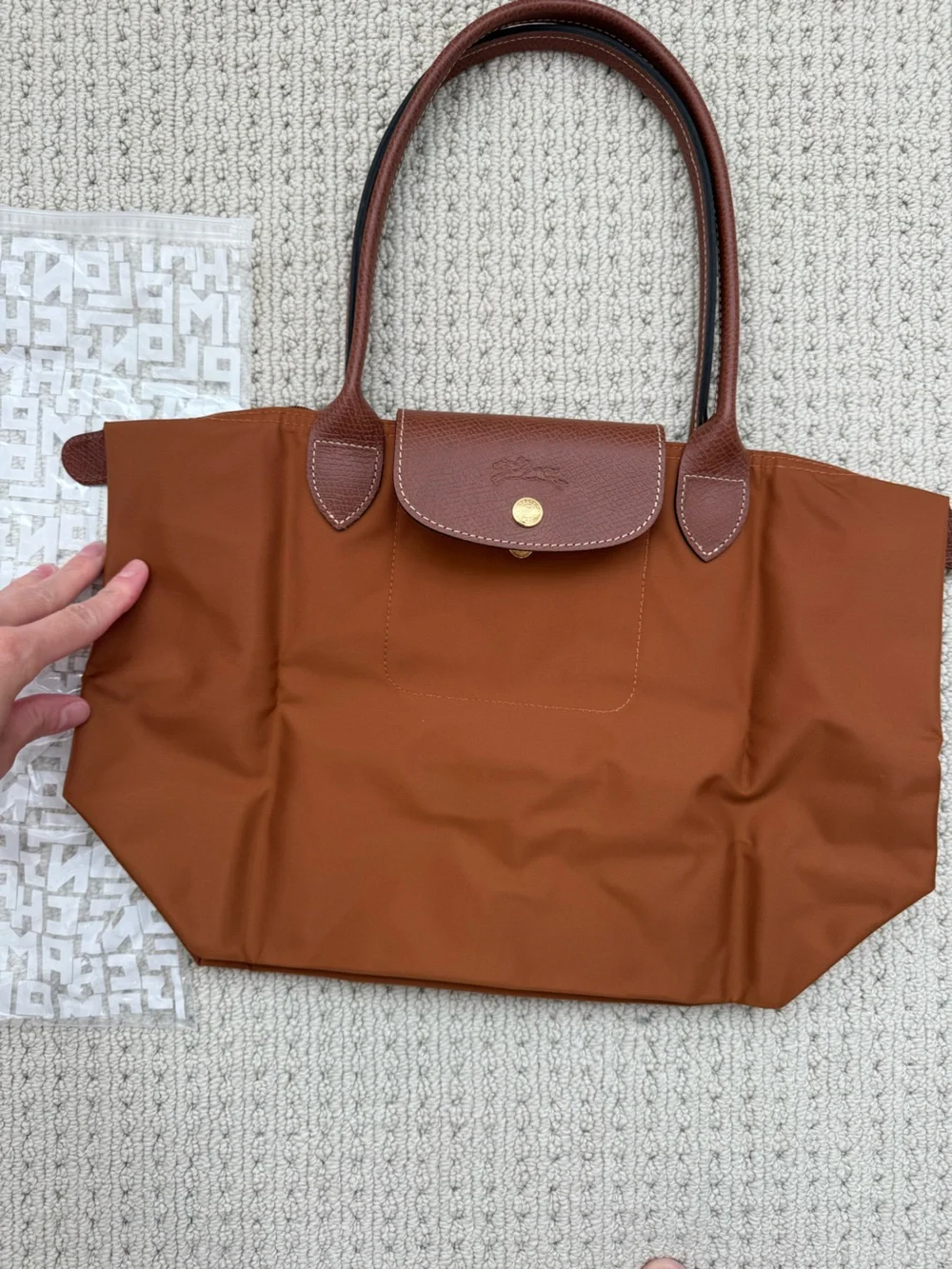 LE PLIAGE ORIGINAL M TOTE BAG Cognac - Recycled canvas NWT - Picture 5 of 11